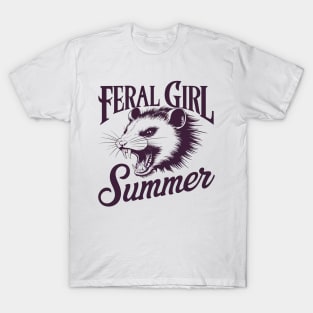 Feral Girl Summer - Opossum Head Tattoo Style Artwork V2 T-Shirt